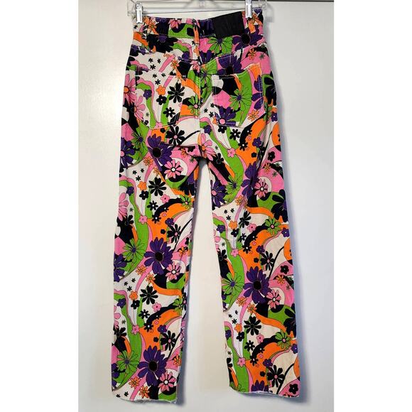 Colorful Floral BDG Jeans, Size 26, Urban Outfitters Vibes, Soft Suede Texture - Picture 2 of 10